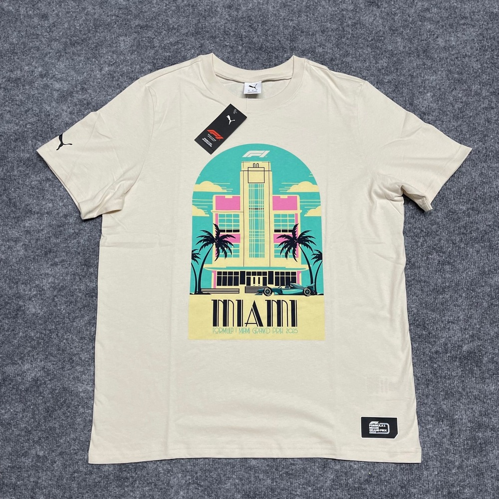 Formula 1 Shirt Mens Cream Large Miami Grand Prix 2025 F1 Puma Alpine‎ Snow